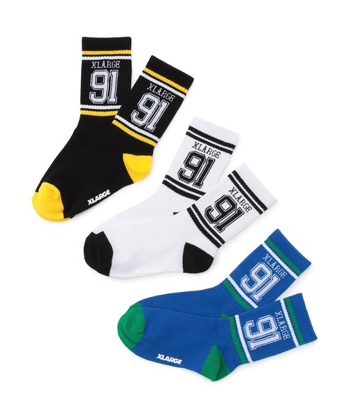 XLARGE KIDS（エクストララージキッズ）の「リブラインナンバリング クルーソックス（ソックス/靴下・キッズ・ホワイト/ブラック/ブルー・15-17cm/13-15cm/19-21cm/17-19cm）」の7枚目の写真