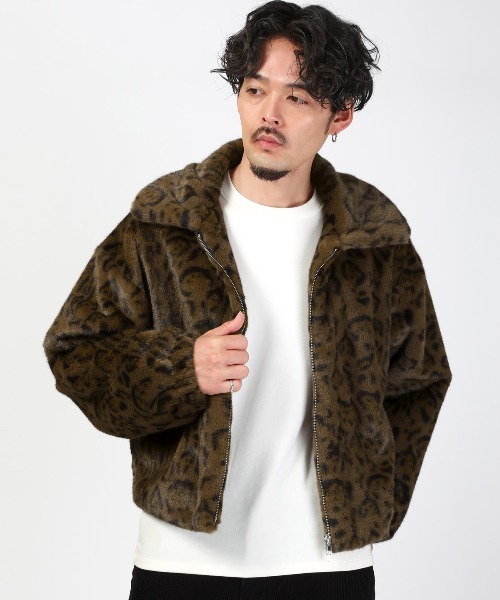 LUXSTYLE(ラグスタイル)の「レオパード柄フェイクファーブルゾン(ブルゾン・メンズ・チャコール/ブラウン・L/M)」の7枚目の写真