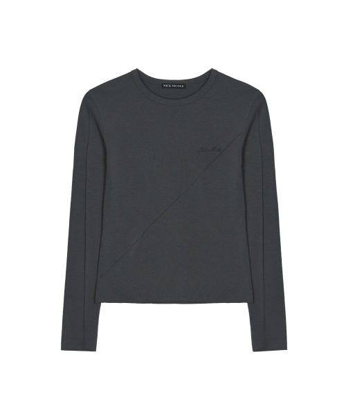 NICK&NICOLE(ニックアンドニコール)の「DIAGONAL LONG SLEEVE TOP_CHARCOAL(Tシャツ/カットソー・レディース・その他・MEDIUM/LARGE)」の4枚目の写真