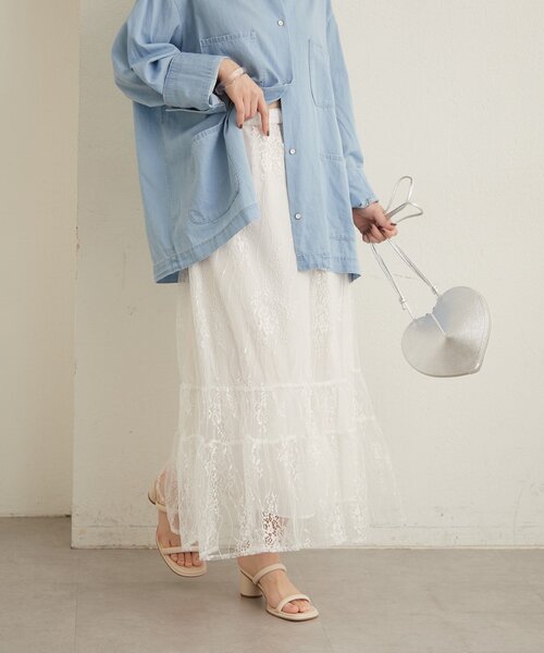 Omekashi(オメカシ)の「シアーレーススカート(スカート・レディース・ブラック/オフホワイト・FREE)」の14枚目の写真
