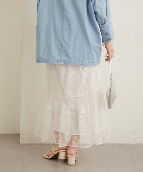 Omekashi(オメカシ)の「シアーレーススカート(スカート・レディース・ブラック/オフホワイト・FREE)」の18枚目の写真
