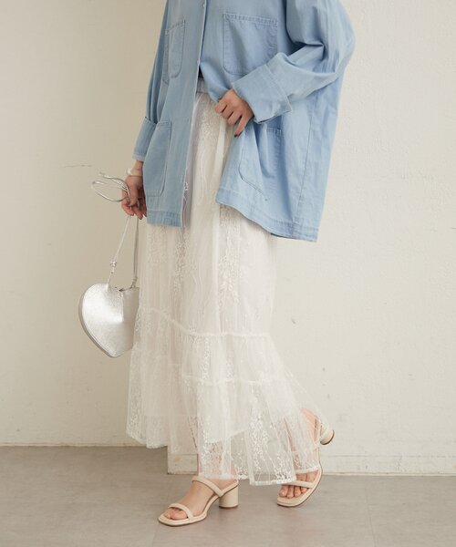 Omekashi(オメカシ)の「シアーレーススカート(スカート・レディース・ブラック/オフホワイト・FREE)」の19枚目の写真