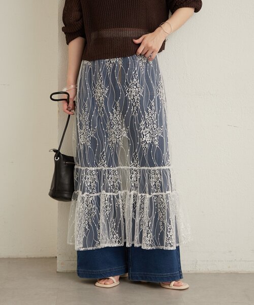 Omekashi(オメカシ)の「シアーレーススカート(スカート・レディース・ブラック/オフホワイト・FREE)」の20枚目の写真