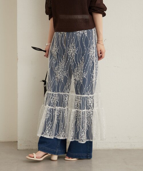 Omekashi(オメカシ)の「シアーレーススカート(スカート・レディース・ブラック/オフホワイト・FREE)」の21枚目の写真