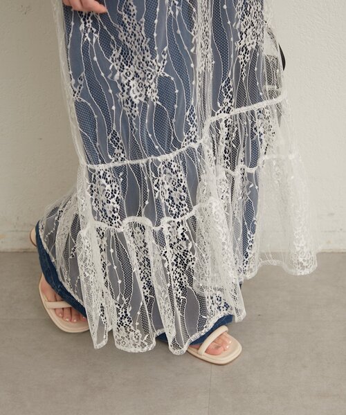 Omekashi(オメカシ)の「シアーレーススカート(スカート・レディース・ブラック/オフホワイト・FREE)」の22枚目の写真
