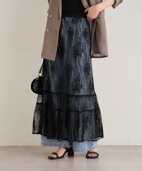 Omekashi(オメカシ)の「シアーレーススカート(スカート・レディース・ブラック/オフホワイト・FREE)」の12枚目の写真