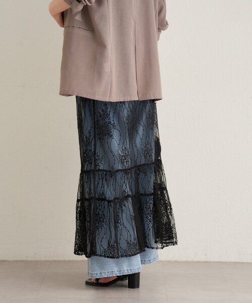 Omekashi(オメカシ)の「シアーレーススカート(スカート・レディース・ブラック/オフホワイト・FREE)」の13枚目の写真
