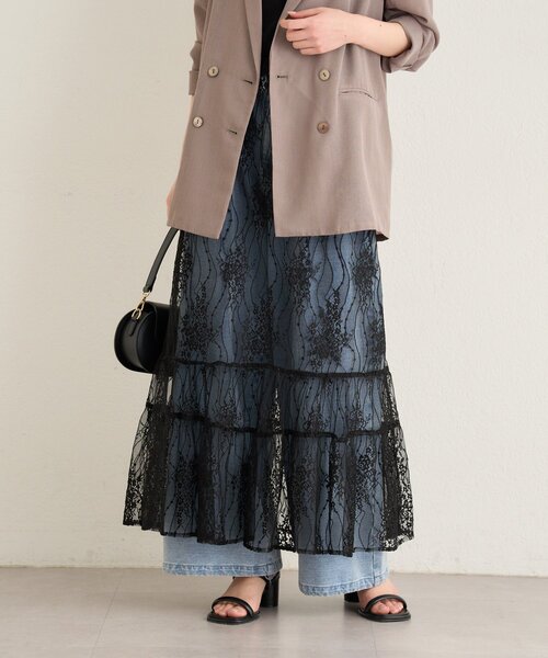 Omekashi(オメカシ)の「シアーレーススカート(スカート・レディース・ブラック/オフホワイト・FREE)」の3枚目の写真