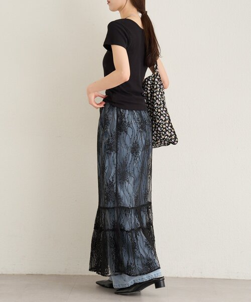 Omekashi(オメカシ)の「シアーレーススカート(スカート・レディース・ブラック/オフホワイト・FREE)」の11枚目の写真