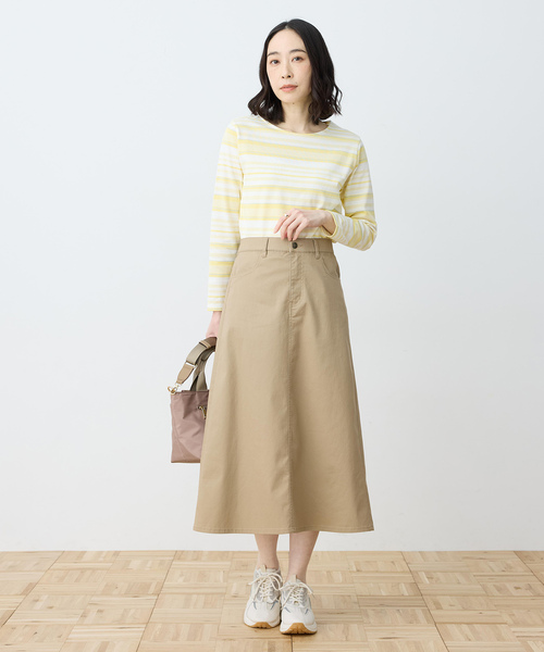 DECOY SINCE 1981(デコイシンスイチキュウハチイチ)の「ストレッチフレアスカート【ウエストゴム】(スカート・レディース・モカ/ネイビー・64/67/70)」の12枚目の写真