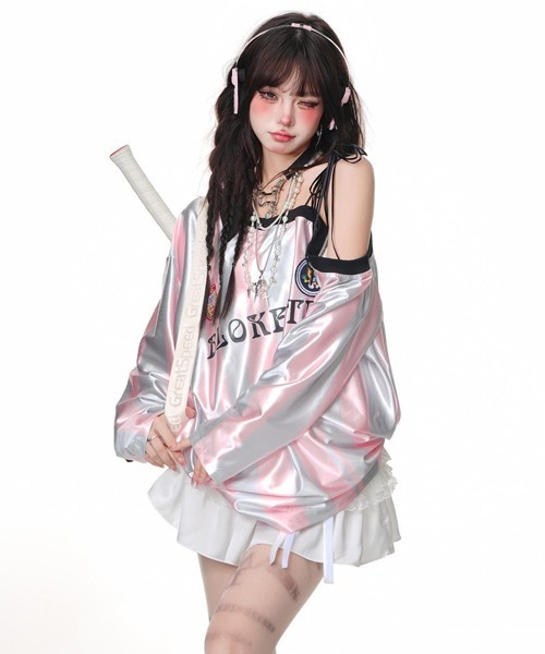 Ressaca(レサーカ)の「ワンショルダーストライプゲームシャツ(Tシャツ/カットソー・レディース・ピンク/レッド・M)」の13枚目の写真