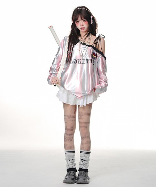 Ressaca(レサーカ)の「ワンショルダーストライプゲームシャツ(Tシャツ/カットソー・レディース・ピンク/レッド・M)」の15枚目の写真