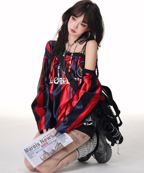 Ressaca(レサーカ)の「ワンショルダーストライプゲームシャツ(Tシャツ/カットソー・レディース・ピンク/レッド・M)」の22枚目の写真