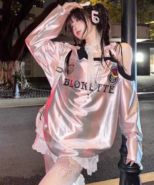 Ressaca(レサーカ)の「ワンショルダーストライプゲームシャツ(Tシャツ/カットソー・レディース・ピンク/レッド・M)」の5枚目の写真