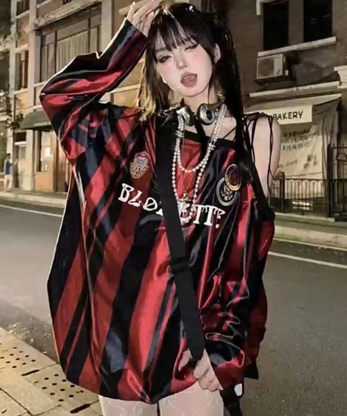 Ressaca(レサーカ)の「ワンショルダーストライプゲームシャツ(Tシャツ/カットソー・レディース・ピンク/レッド・M)」の17枚目の写真