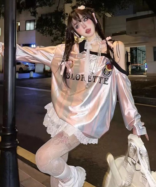 Ressaca(レサーカ)の「ワンショルダーストライプゲームシャツ(Tシャツ/カットソー・レディース・ピンク/レッド・M)」の8枚目の写真