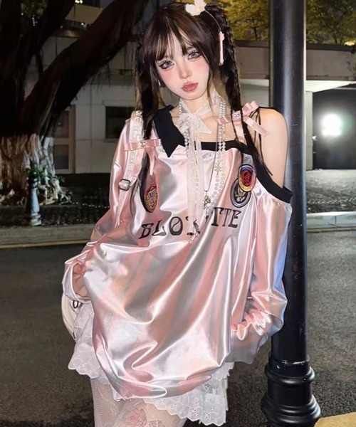 Ressaca(レサーカ)の「ワンショルダーストライプゲームシャツ(Tシャツ/カットソー・レディース・ピンク/レッド・M)」の3枚目の写真