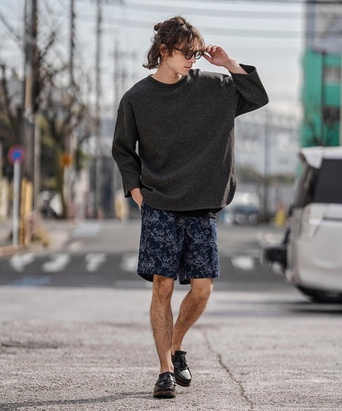 CAMBIO（カンビオ）の「mlt5596-先染めワッフル7分袖Tシャツ（Tシャツ/カットソー・メンズ・ブラック/ホワイト/ネイビー・M/L/XL）」の14枚目の写真