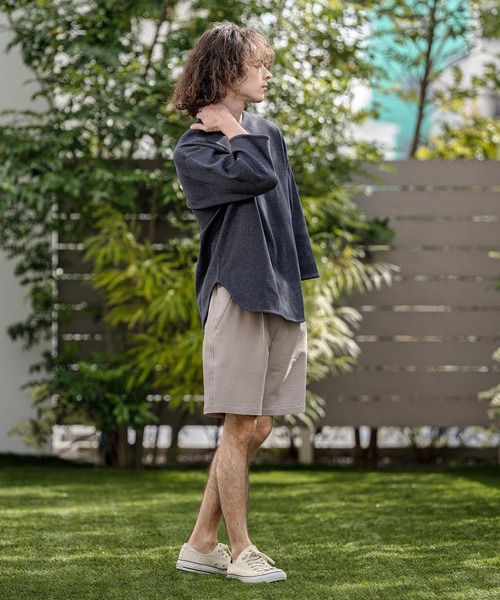 CAMBIO（カンビオ）の「mlt5596-先染めワッフル7分袖Tシャツ（Tシャツ/カットソー・メンズ・ブラック/ホワイト/ネイビー・M/L/XL）」の21枚目の写真