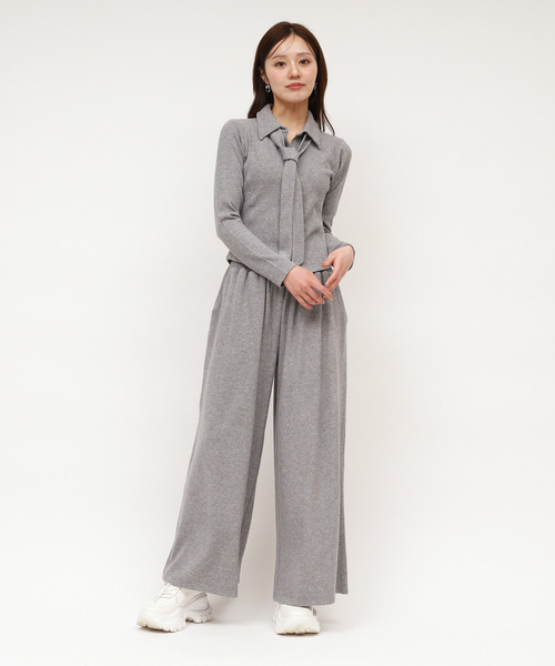 ROYAL PARTY（ロイヤルパーティー）の「タイ付カットシャツ（シャツ/ブラウス・レディース・グレー/オフホワイト/ブラック・FREE）」の7枚目の写真