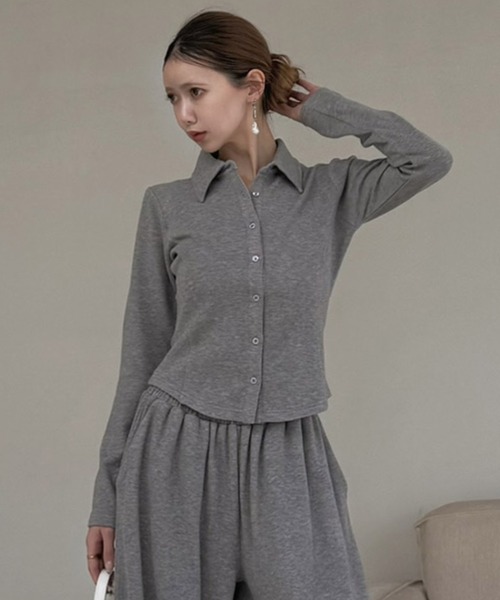 ROYAL PARTY（ロイヤルパーティー）の「タイ付カットシャツ（シャツ/ブラウス・レディース・グレー/オフホワイト/ブラック・FREE）」の3枚目の写真