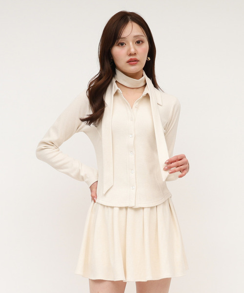 ROYAL PARTY（ロイヤルパーティー）の「タイ付カットシャツ（シャツ/ブラウス・レディース・グレー/オフホワイト/ブラック・FREE）」の15枚目の写真