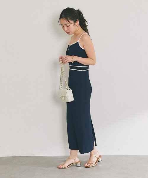 La boutique BonBon（ラブティックボンボン）の「【最強着映えセット】バイカラーニットセットワンピース（ワンピース・レディース・ネイビー/アイボリー/サックスブルー・PM/FREE）」の13枚目の写真