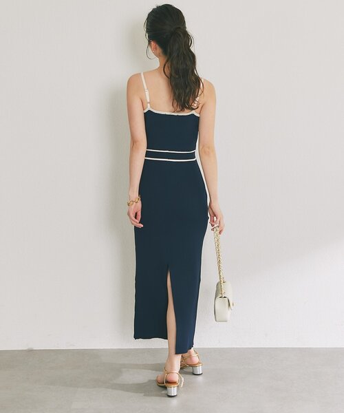 La boutique BonBon（ラブティックボンボン）の「【最強着映えセット】バイカラーニットセットワンピース（ワンピース・レディース・ネイビー/アイボリー/サックスブルー・PM/FREE）」の14枚目の写真