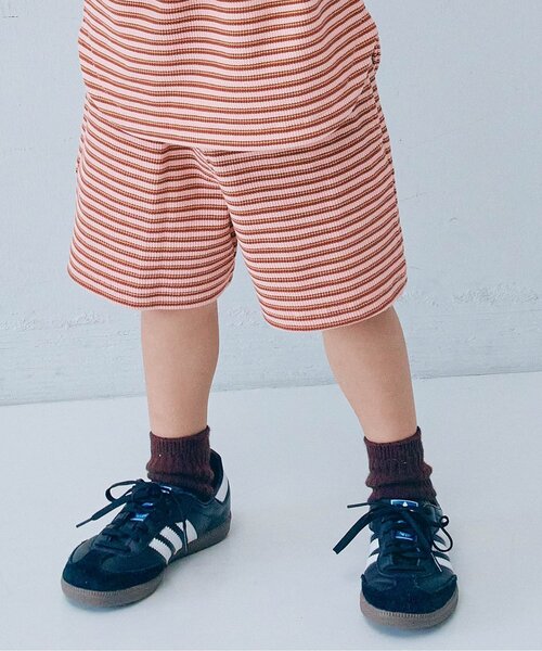 p.premier（ピードットプルミエ）の「先染めボーダーワッフルハーフパンツ（その他パンツ・キッズ・アイボリー/ピンク/グリーン/ブルー・140/130/120/110/100/90/80）」の4枚目の写真