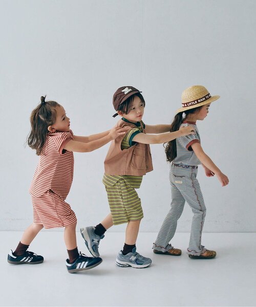 p.premier（ピードットプルミエ）の「先染めボーダーワッフルハーフパンツ（その他パンツ・キッズ・アイボリー/ピンク/グリーン/ブルー・140/130/120/110/100/90/80）」の13枚目の写真