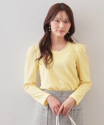 index | 衿チュールデザインケーブルジャガードトップス【洗濯機OK】(Tシャツ/カットソー)