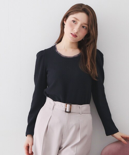 index（インデックス）の「衿チュールデザインケーブルジャガードトップス【洗濯機OK】（Tシャツ/カットソー・レディース・ネイビー/ライトイエロー系/オフホワイト/ナチュラル・36/38/40/42）」の13枚目の写真