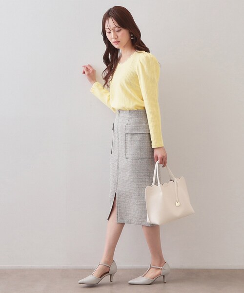 index（インデックス）の「衿チュールデザインケーブルジャガードトップス【洗濯機OK】（Tシャツ/カットソー・レディース・ネイビー/ライトイエロー系/オフホワイト/ナチュラル・36/38/40/42）」の19枚目の写真