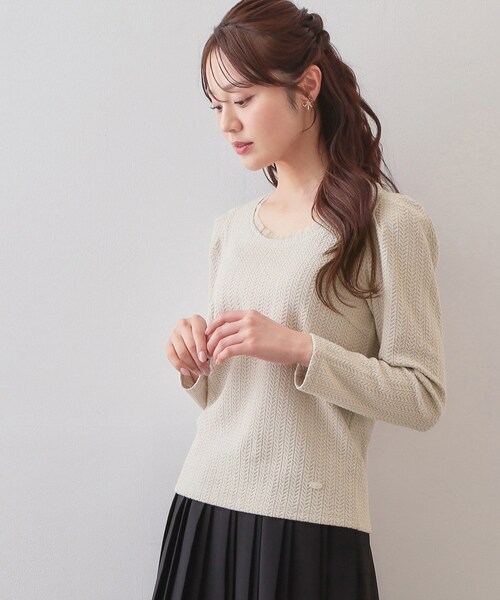 index（インデックス）の「衿チュールデザインケーブルジャガードトップス【洗濯機OK】（Tシャツ/カットソー・レディース・ネイビー/ライトイエロー系/オフホワイト/ナチュラル・36/38/40/42）」の22枚目の写真