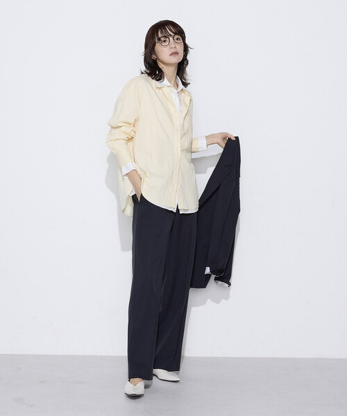 COMME CA Wardrobe(コムサワードローブ)の「【セットアップ対応】パウダープレーンストレッチ パンツ(スーツパンツ・レディース・ブラウン/ネイビー・9号/7号)」の3枚目の写真