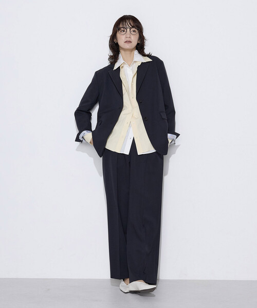 COMME CA Wardrobe(コムサワードローブ)の「【セットアップ対応】パウダープレーンストレッチ パンツ(スーツパンツ・レディース・ブラウン/ネイビー・9号/7号)」の4枚目の写真