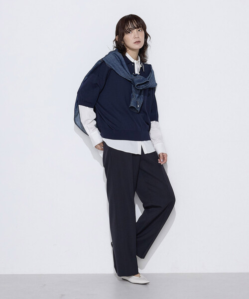 COMME CA Wardrobe(コムサワードローブ)の「【セットアップ対応】パウダープレーンストレッチ パンツ(スーツパンツ・レディース・ブラウン/ネイビー・9号/7号)」の5枚目の写真