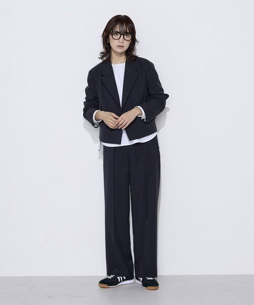 COMME CA Wardrobe(コムサワードローブ)の「【セットアップ対応】パウダープレーンストレッチ パンツ(スーツパンツ・レディース・ブラウン/ネイビー・9号/7号)」の7枚目の写真