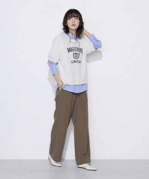 COMME CA Wardrobe(コムサワードローブ)の「【セットアップ対応】パウダープレーンストレッチ パンツ(スーツパンツ・レディース・ブラウン/ネイビー・9号/7号)」の17枚目の写真