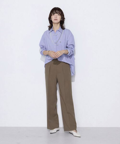 COMME CA Wardrobe(コムサワードローブ)の「【セットアップ対応】パウダープレーンストレッチ パンツ(スーツパンツ・レディース・ブラウン/ネイビー・9号/7号)」の18枚目の写真