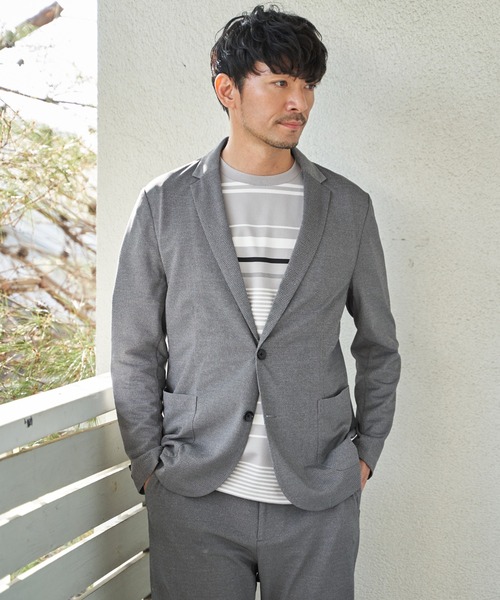 IKKA LOUNGE（イッカラウンジ）の「【セットアップ対応】GOKU楽ワークDRYソフトカノコジャケット（テーラードジャケット・メンズ・グレー/ベージュ/ネイビー・XL/L/M/S）」の5枚目の写真
