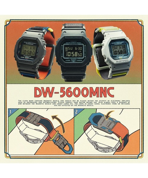 G-SHOCK（ジーショック）の「NEW CLOTH BANDシリーズ / DW-5600MNC-7A8JF（デジタル腕時計・メンズ・ライトグレー・FREE）」の10枚目の写真
