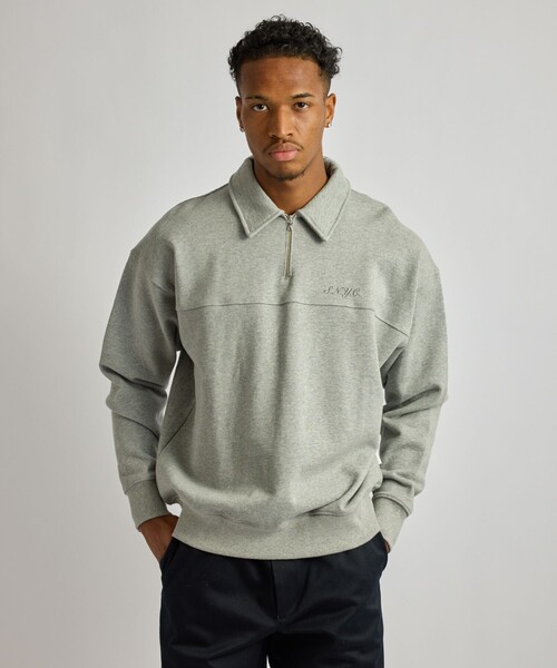 Saturdays NYC(サタデーズ ニューヨークシティ )の「Mott Relaxed Quarter Zip Sweatshirt(スウェット・メンズ・グレー/ライトグレー/ブラック・XL/S/M/L)」の6枚目の写真