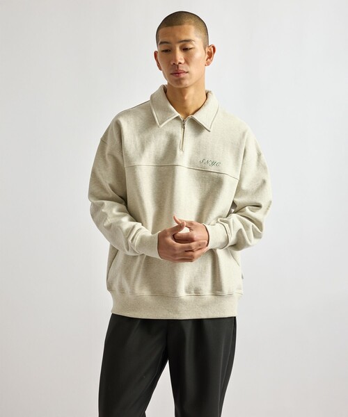 Saturdays NYC(サタデーズ ニューヨークシティ )の「Mott Relaxed Quarter Zip Sweatshirt(スウェット・メンズ・グレー/ライトグレー/ブラック・XL/S/M/L)」の8枚目の写真