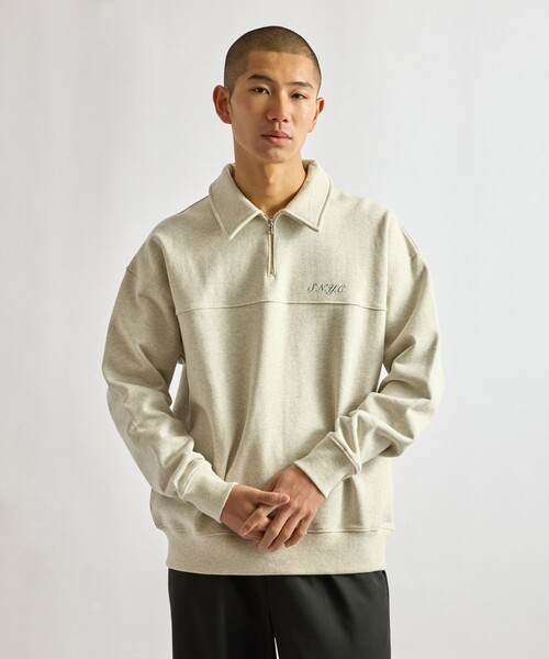 Saturdays NYC(サタデーズ ニューヨークシティ )の「Mott Relaxed Quarter Zip Sweatshirt(スウェット・メンズ・グレー/ライトグレー/ブラック・XL/S/M/L)」の9枚目の写真