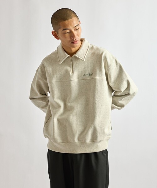 Saturdays NYC(サタデーズ ニューヨークシティ )の「Mott Relaxed Quarter Zip Sweatshirt(スウェット・メンズ・グレー/ライトグレー/ブラック・XL/S/M/L)」の3枚目の写真