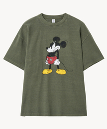 ヴィンテージウォッシング アングリ _ミッキー_ Tシャツ (カーキ)
