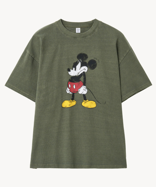 VTWO（ブイツー）の「ヴィンテージウォッシング アングリ _ミッキー_ Tシャツ (カーキ)（Tシャツ/カットソー・レディース・その他・MEDIUM/LARGE）」の2枚目の写真