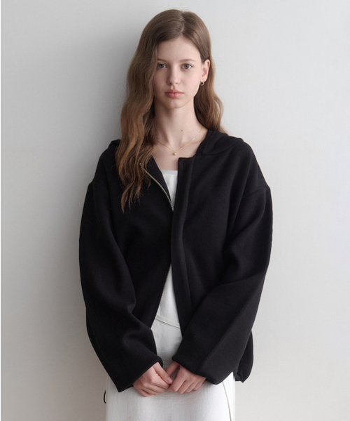 LENAV(ルナブ)の「even hood knit Jacket (black)(ニット/セーター・レディース・その他・FREE)」の1枚目の写真