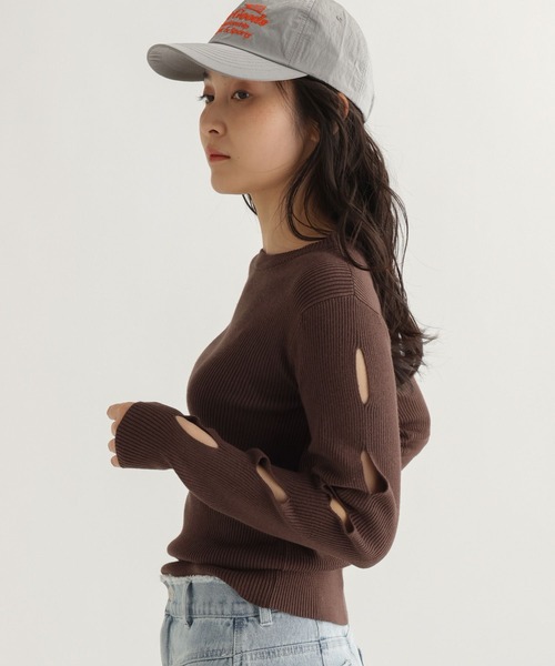 studio CLIP（スタディオクリップ）の「【daily CLIP】ホールスリーブシャリプルオーバー（ニット/セーター・レディース・ブラウン/ナチュラル・FREE）」の4枚目の写真